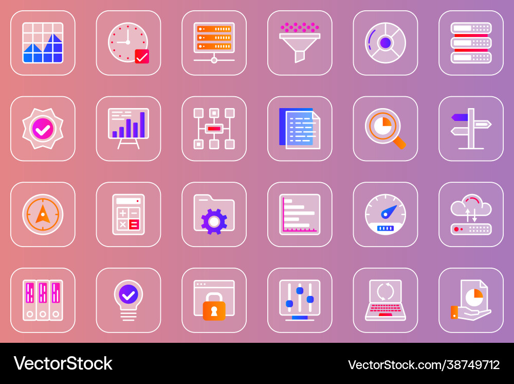 Big data analysis web glassmorphic icons set pack Big data analysis web glassmorphic icons set pack vector image