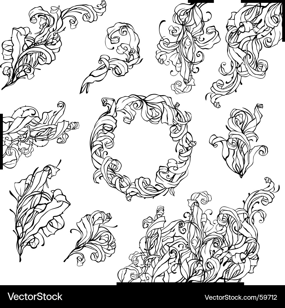 Botanical Leaf Swirls vector image
