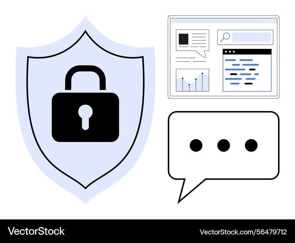 Cybersecurity shield chat bubble and web Cybersecurity shield chat bubble and web vector image
