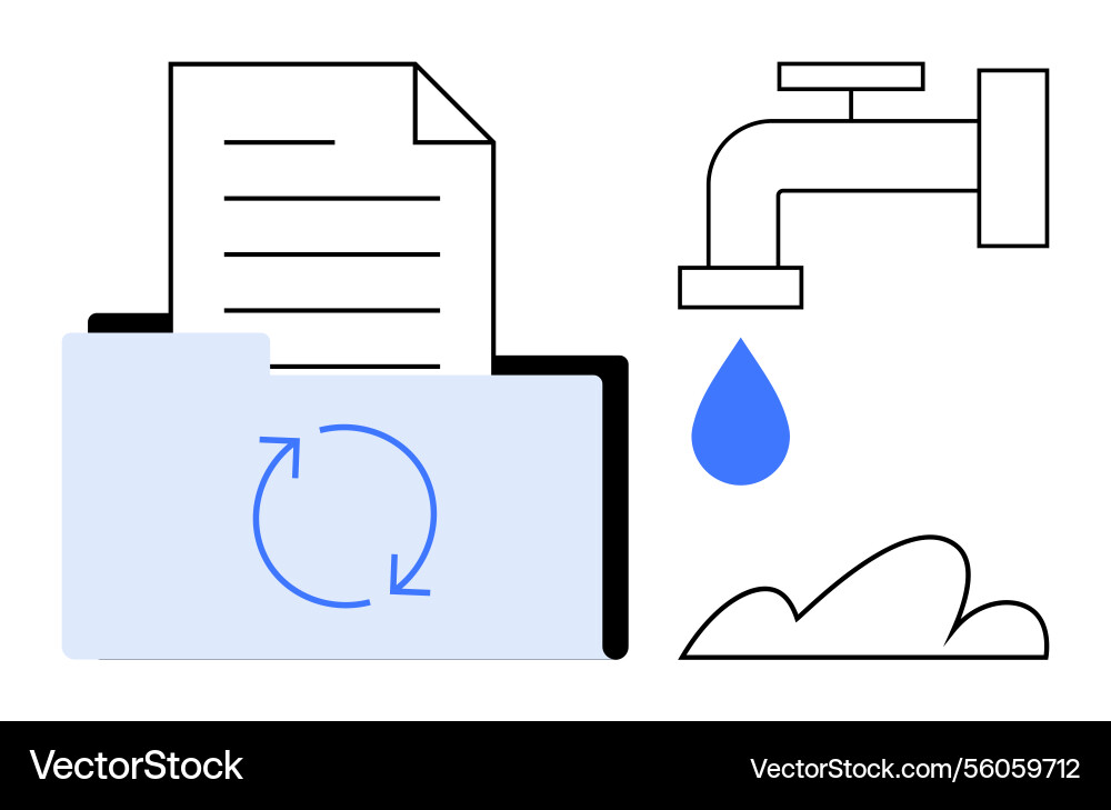 Document in folder with recycle symbol next Document in folder with recycle symbol next Vector Image