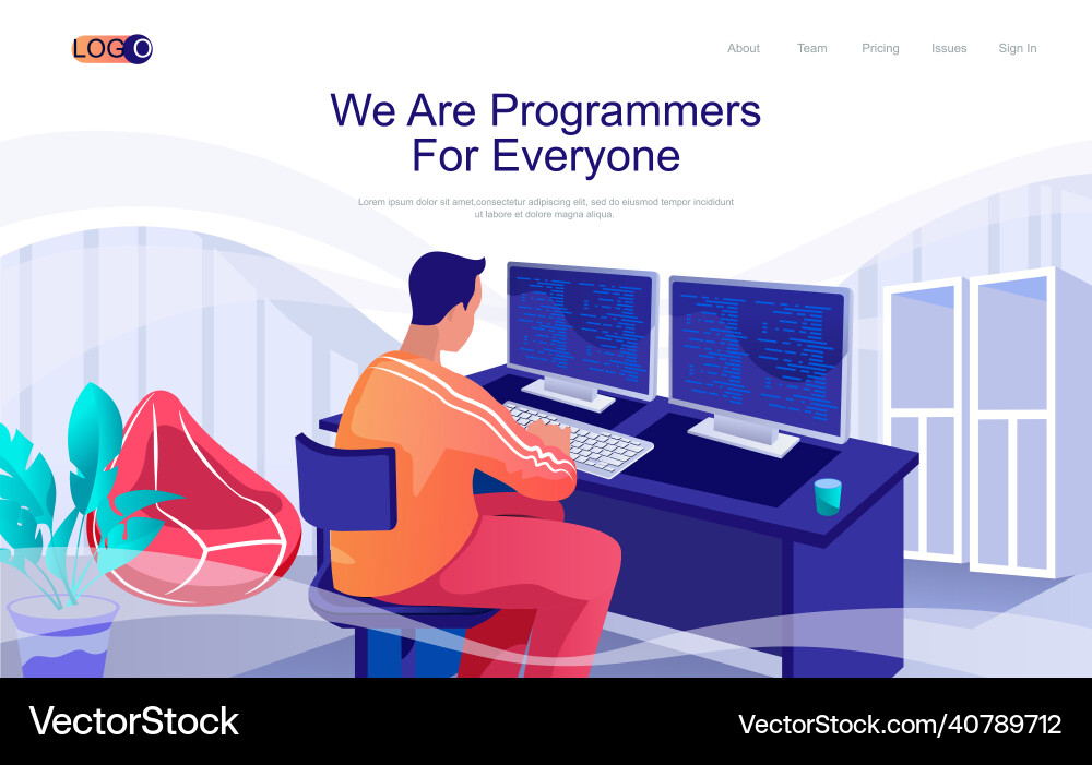Programmer Konzept isometrische Landingpage Programmer Konzept isometrische Landingpage vektorbild