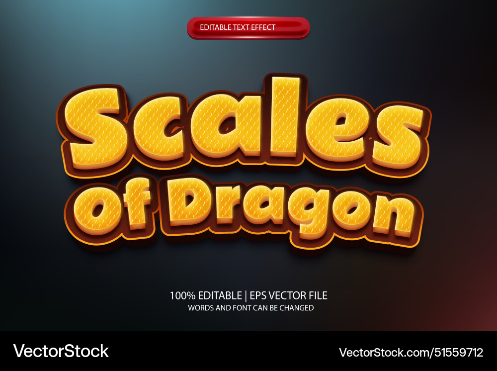 Scales of dragon editable text effect style Vector Image