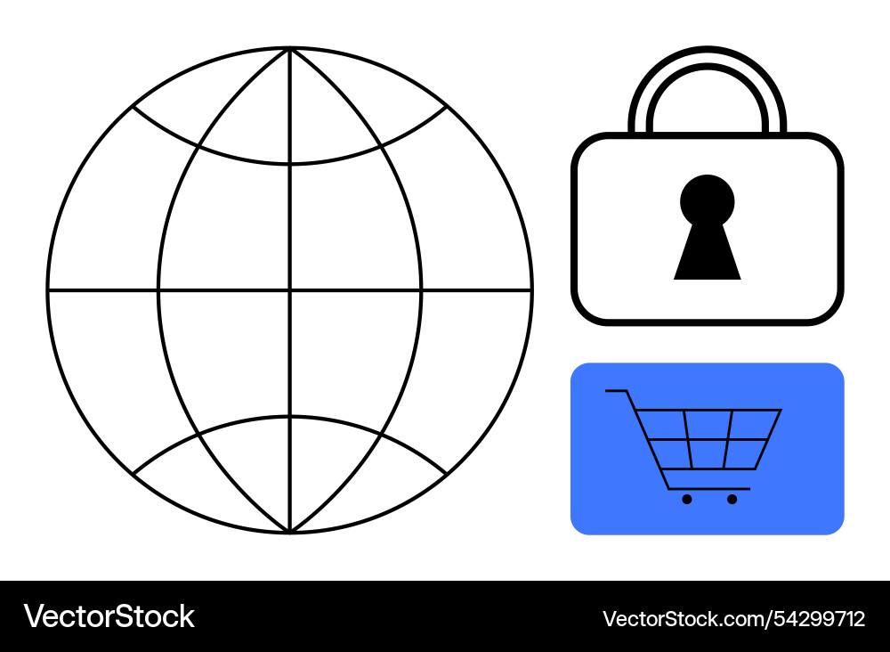 Secure global online shopping and data protection Secure global online shopping and data protection vector image