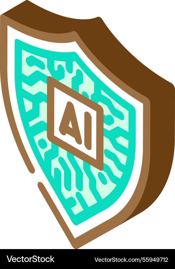 Security shield with ai deep learning isometric Security shield with ai deep learning isometric vector image
