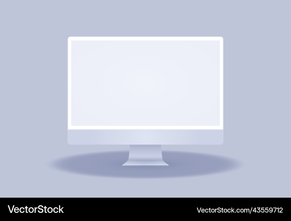White computer display mockup clay desktop pc vector image