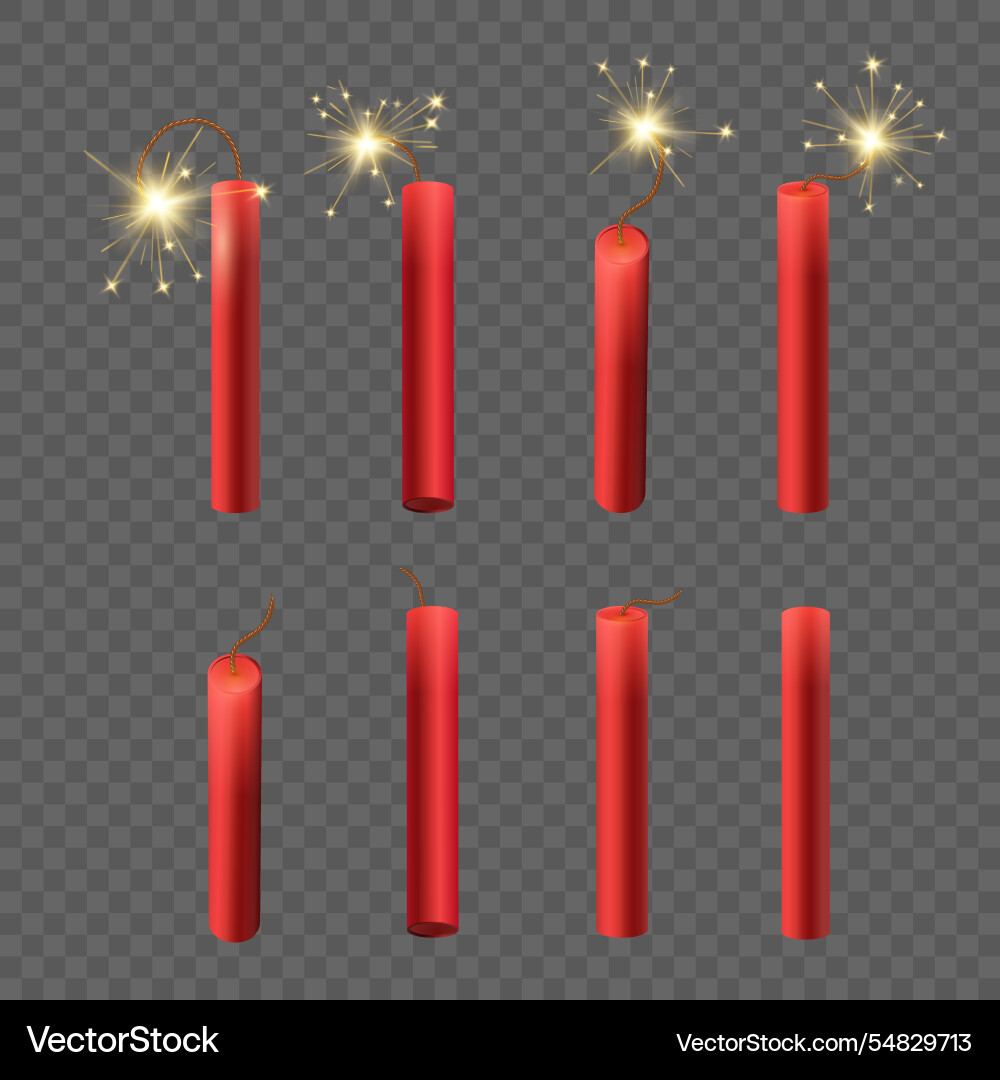Burning dynamites explosive weapons Royalty Free Vector