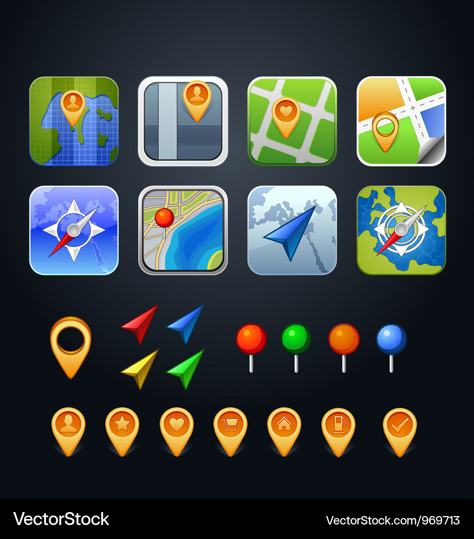GPS Icons - Navigation & Location Vector Image