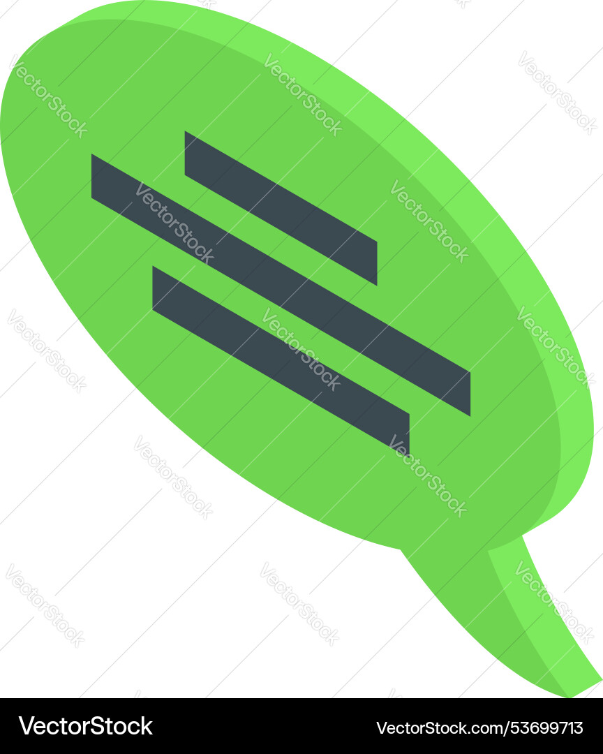 Green chat bubble showing loading status isometric Green chat bubble showing loading status isometric vector image