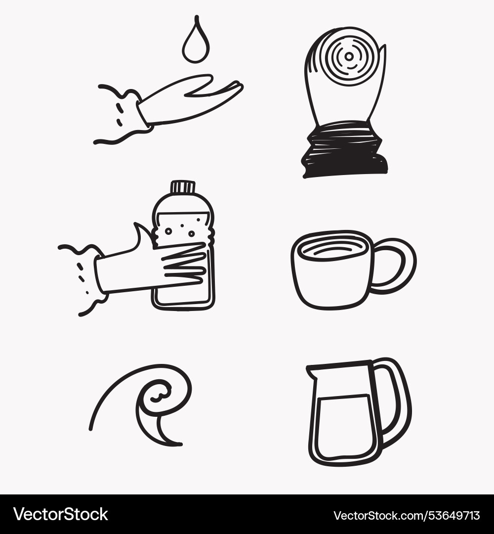 Hand gezogenes Doodle Trinkwasser bezogen Hand gezogenes Doodle Trinkwasser bezogen vektorbild