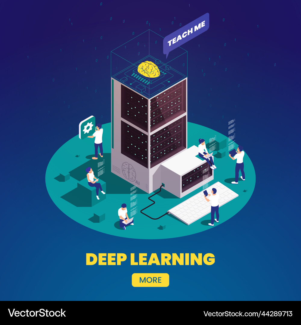 Machine deep learning composition Machine deep learning composition vector image