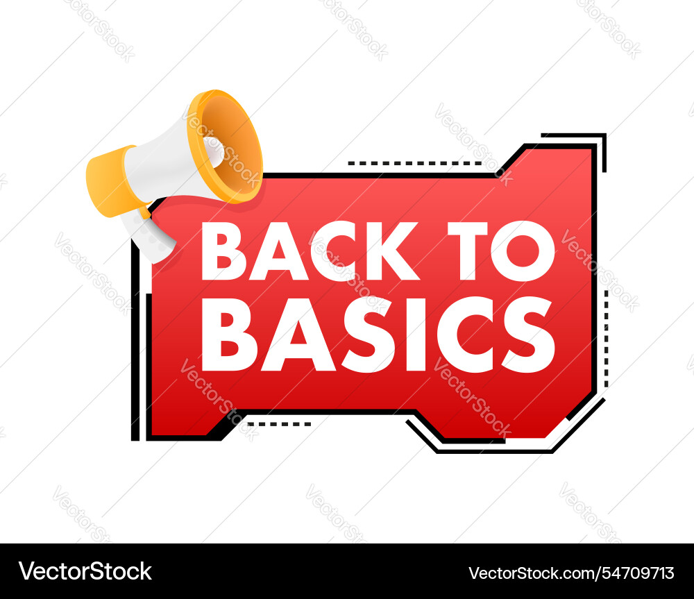 Megaphone announcing back to basics on red trendy Megaphone announcing back to basics on red trendy vector image