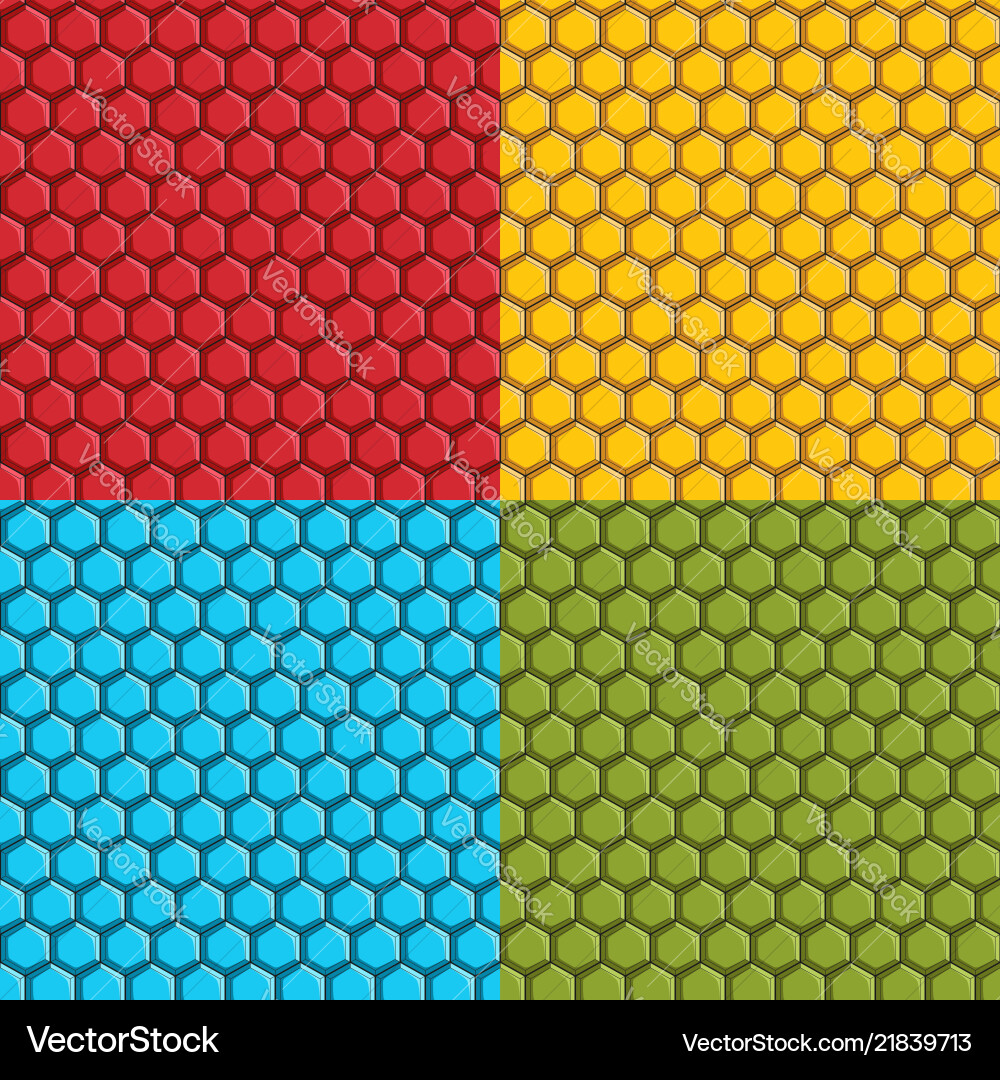 Set of seamless patterns with hexagonal tiles Vector Image