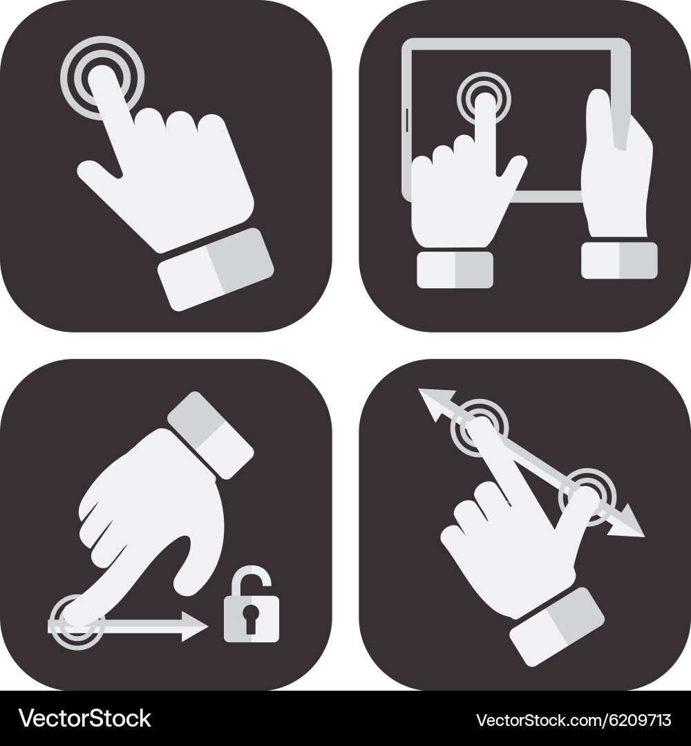 Touch screen gesture collection vector image