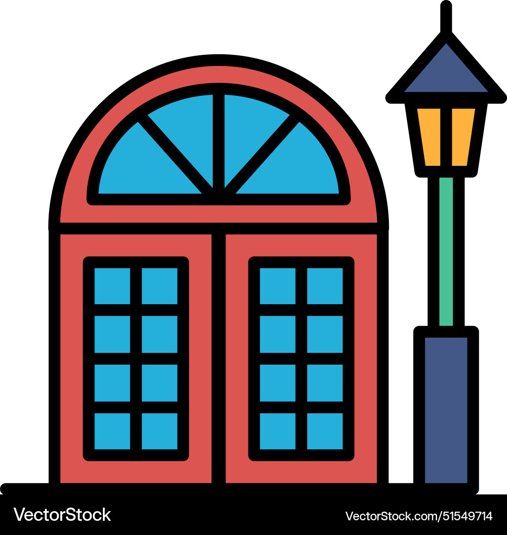A building with lamp post in front Vector Image