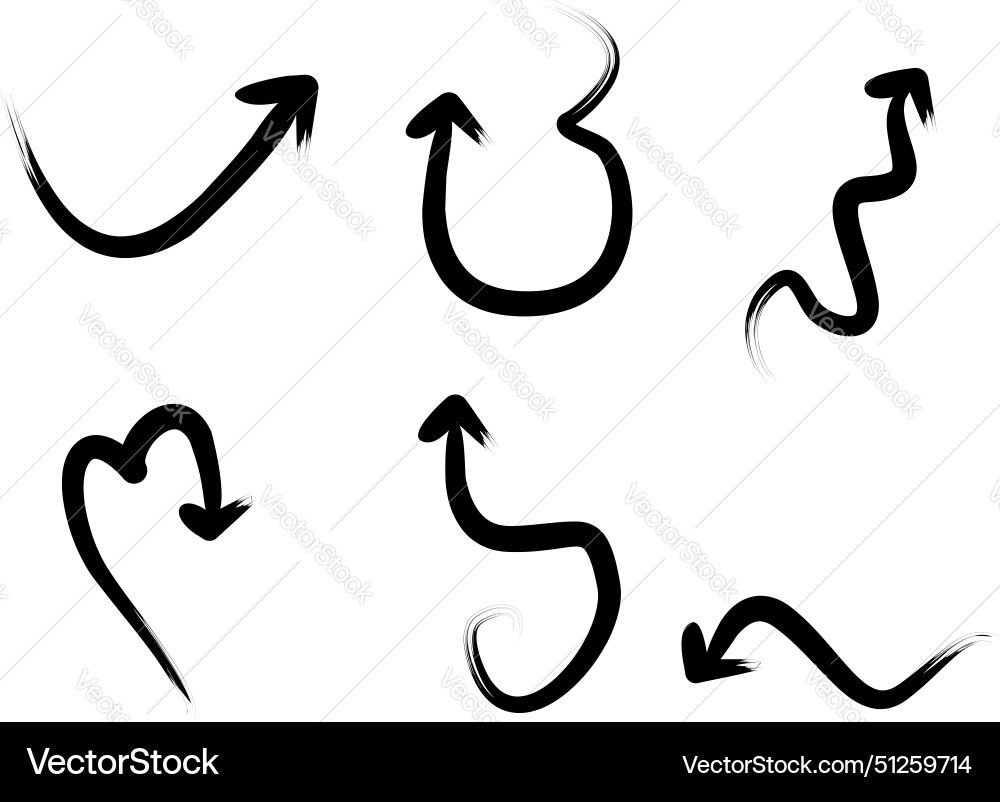 Brush arrow direction shape curved line pictogram Vector Image