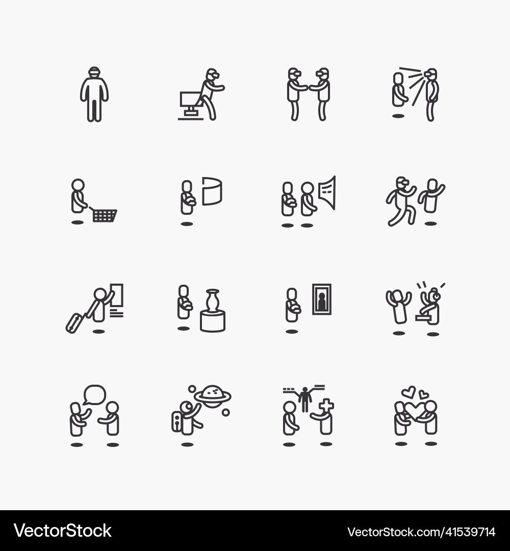 Bundle of metaverse vr flat line icons collection Bundle of metaverse vr flat line icons collection vector image
