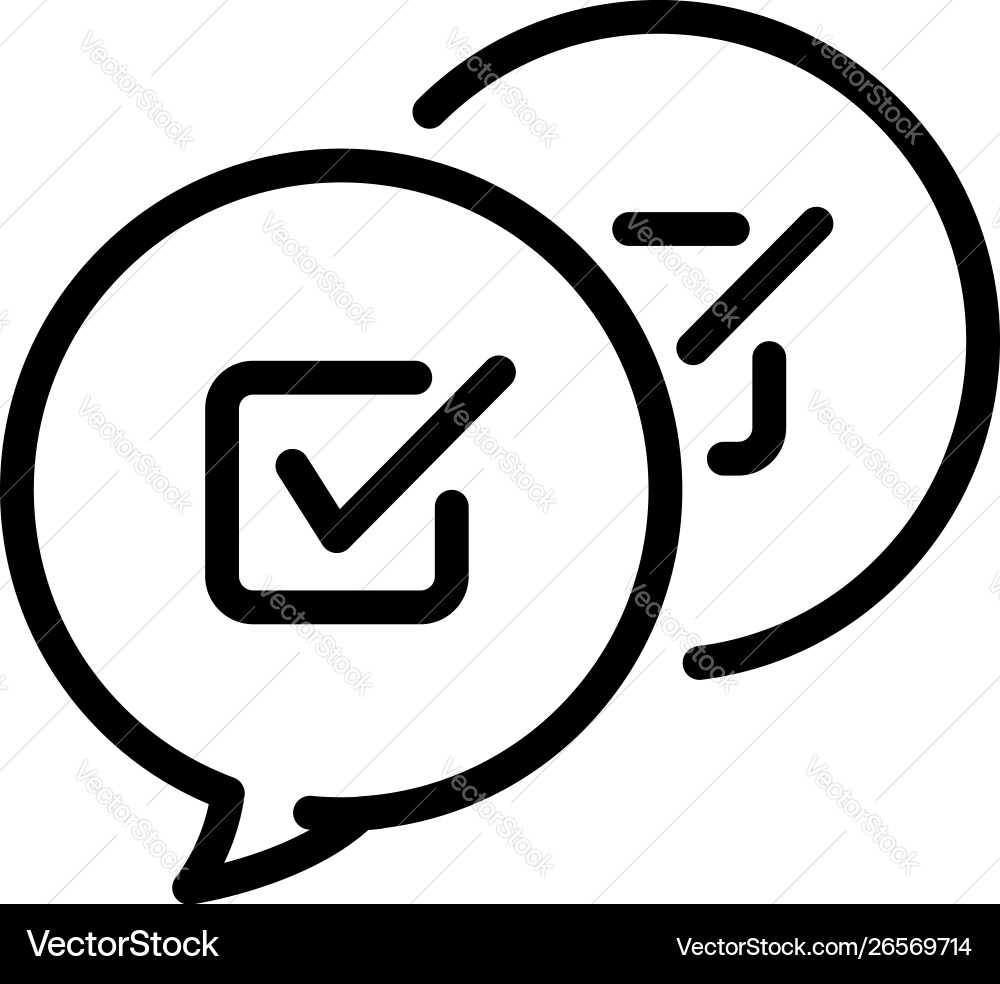 Checkbox in chat bubbles icon outline style Checkbox in chat bubbles icon outline style Vector Image