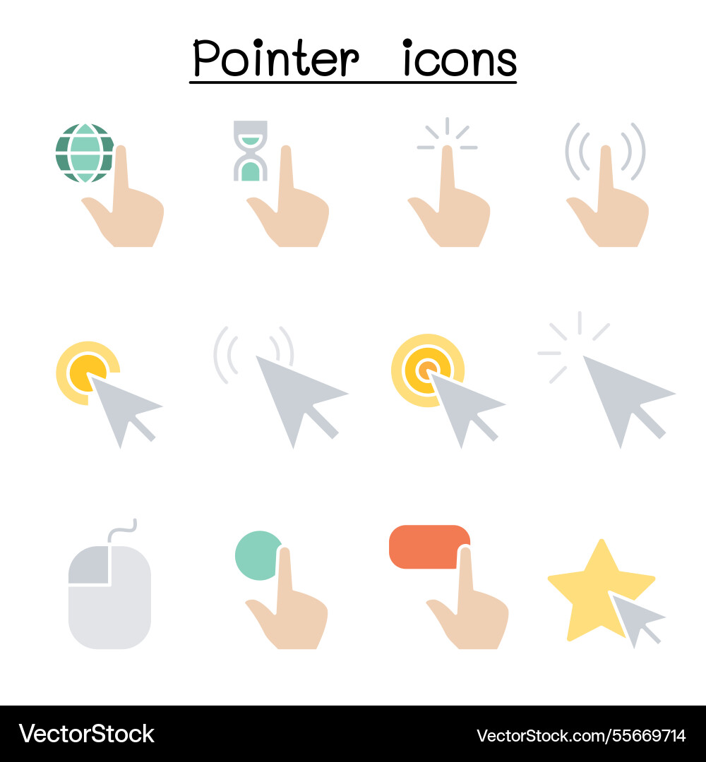 Cursor Zeiger Klicken Sie auf Pfeilfinger Symbol gesetzt Cursor Zeiger Klicken Sie auf Pfeilfinger Symbol gesetzt vektorbild