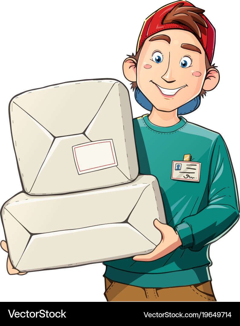 Delivery Person with Package Vector Image