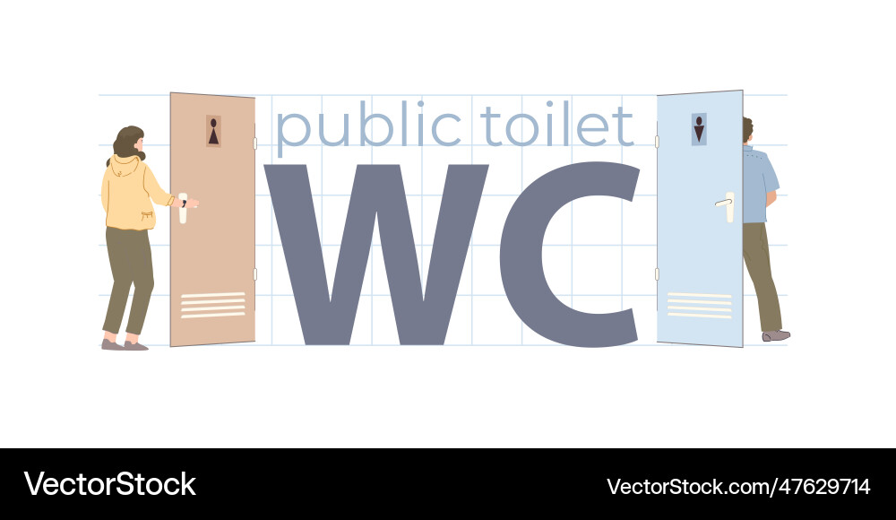 Public toilet flat text vector image