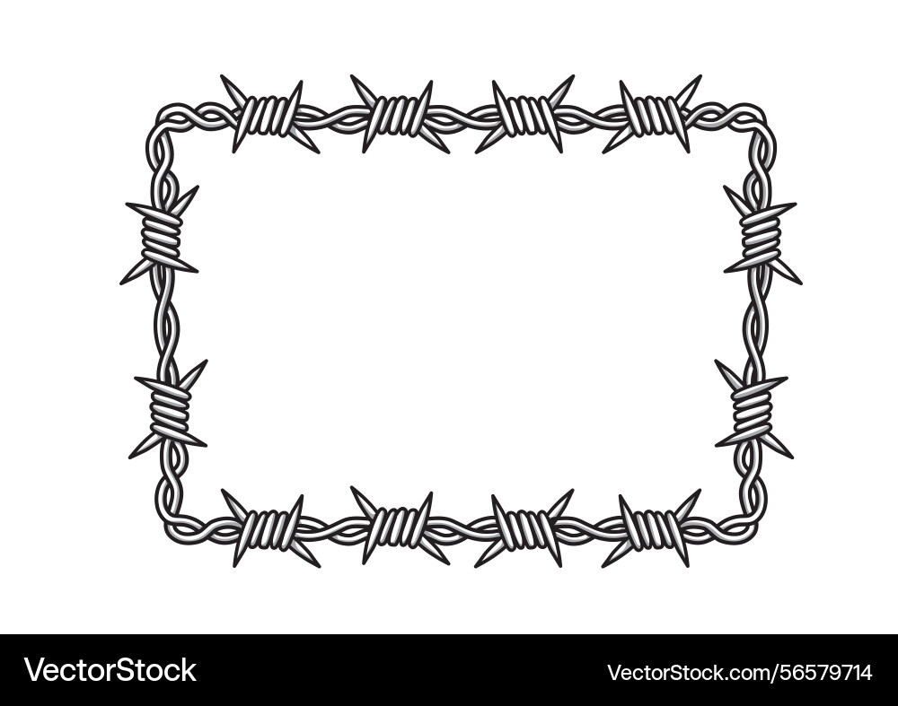 Rectangular shape frame from twisted barbwire Rectangular shape frame from twisted barbwire Vector Image