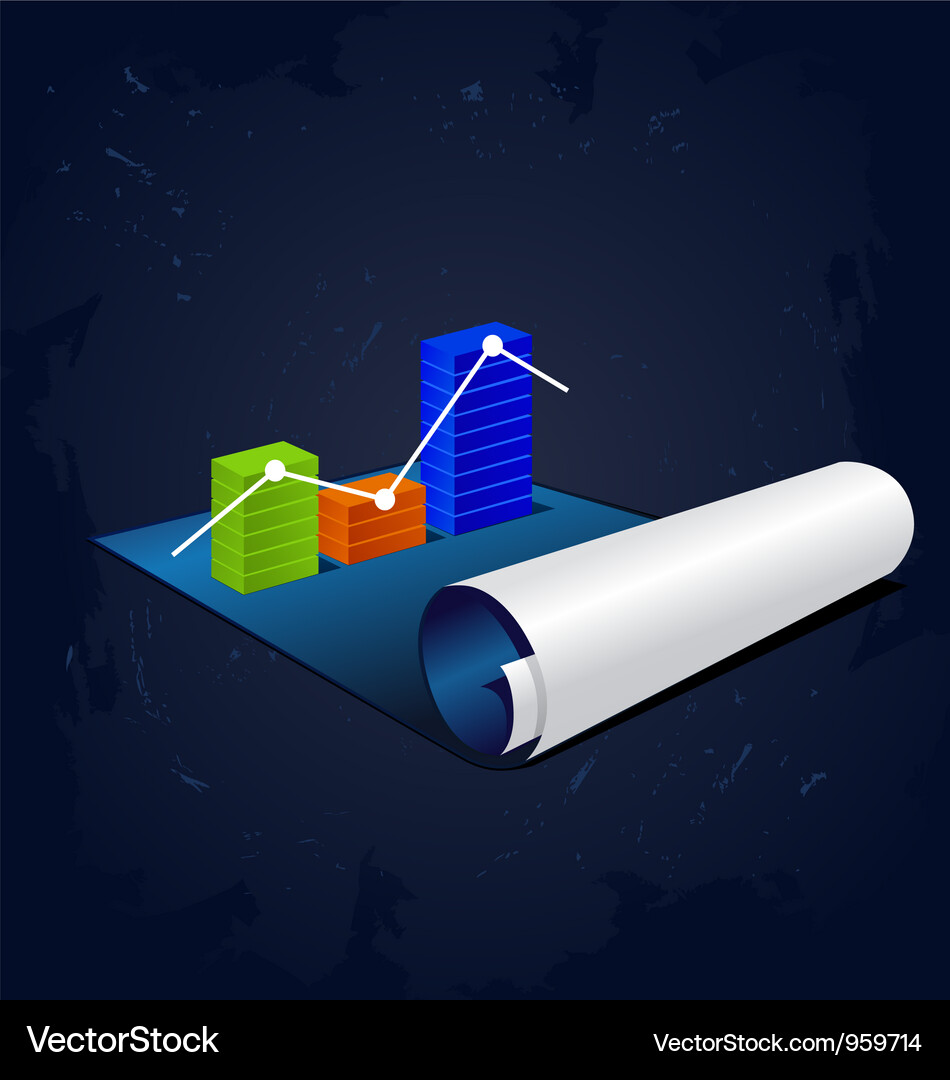 Roll of blue paper with graph or diagram Vector Image