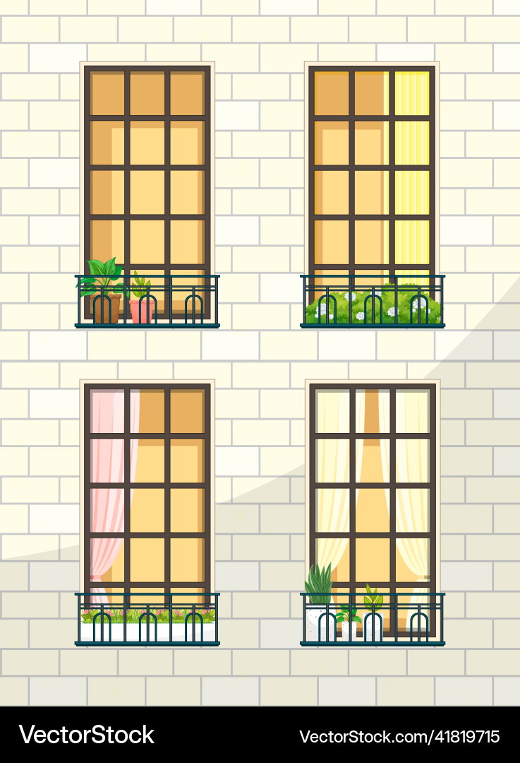 Building facade with windows vector image