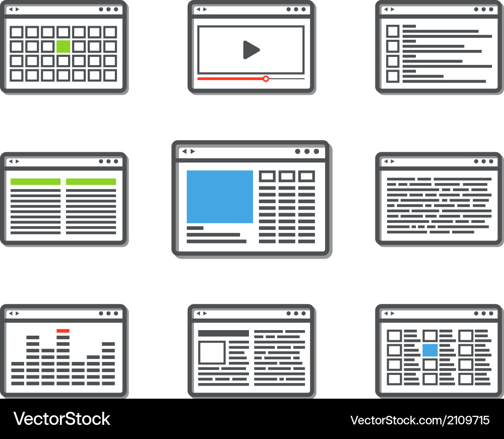 Different web browser icons set vector image