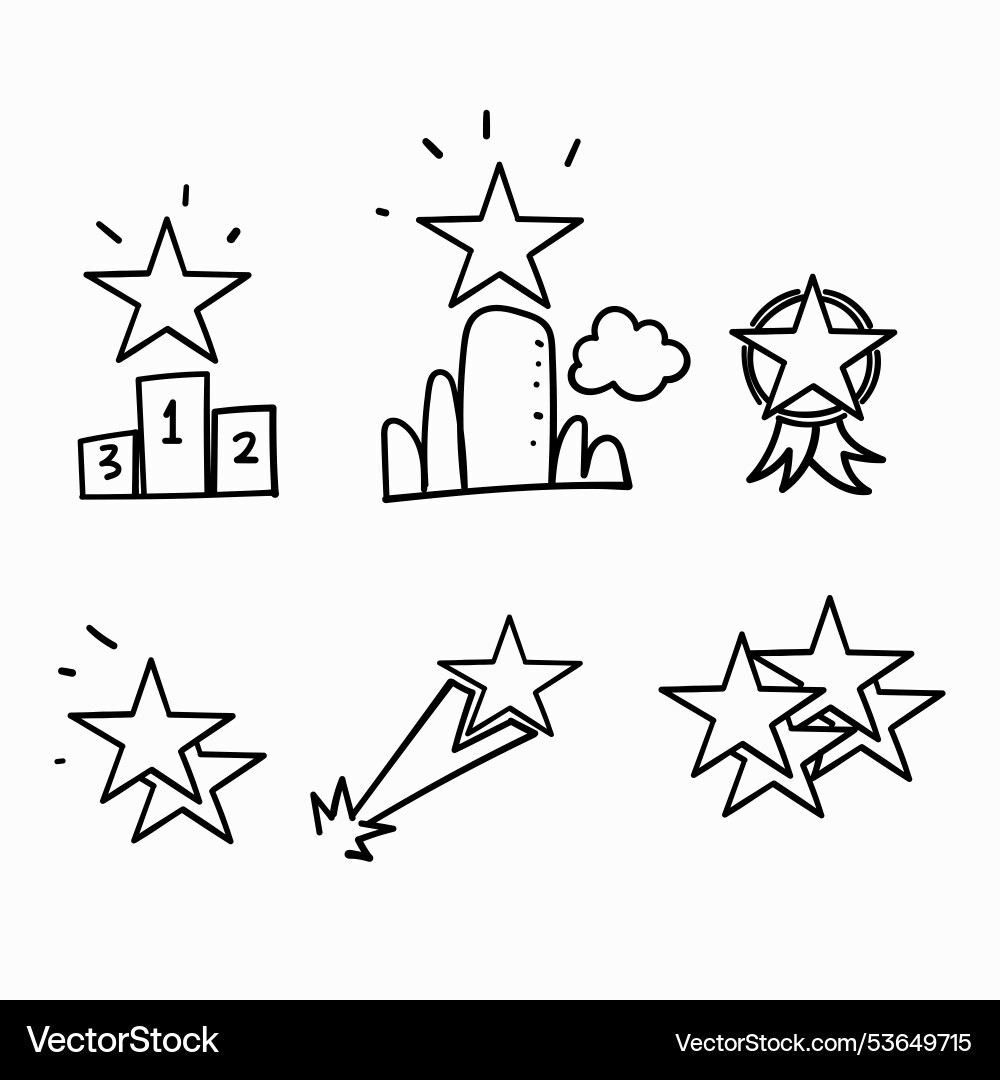 Hand gezeichnet doodle star gewinnen und Medaille verwandt Hand gezeichnet doodle star gewinnen und Medaille verwandt vektorbild