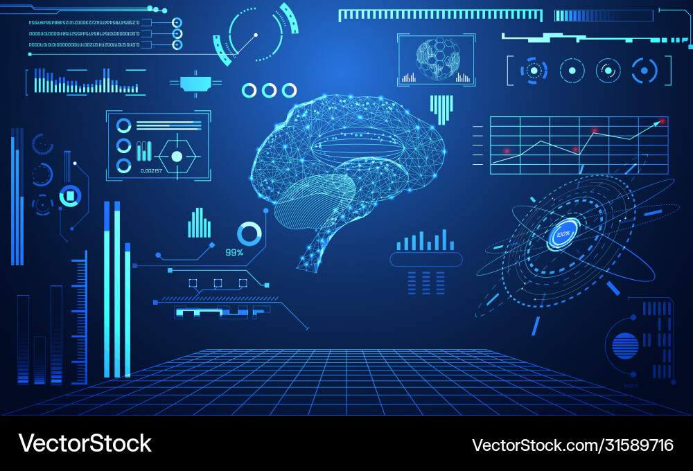 Abstract technology science concept brain data Abstract technology science concept brain data Vector Image