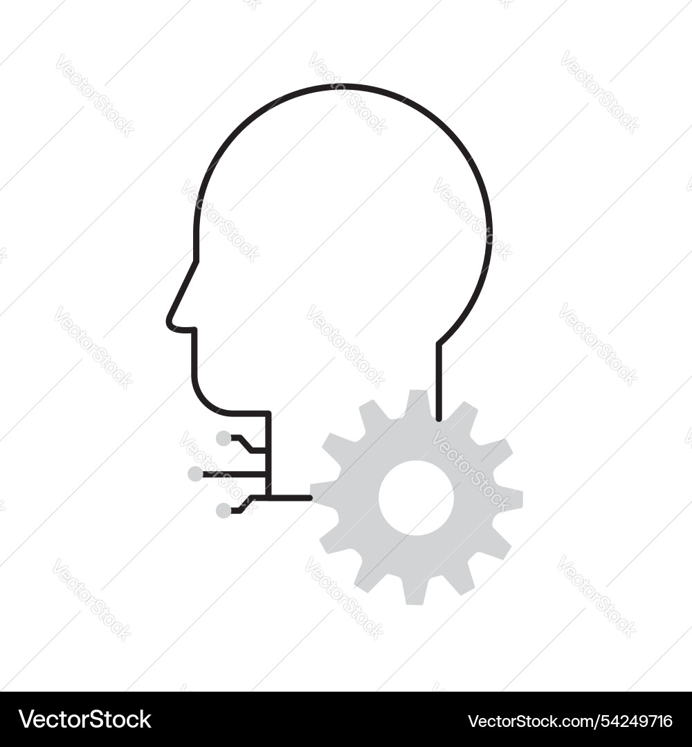 Ai-assisted cognitive problem solving brain icon vector image