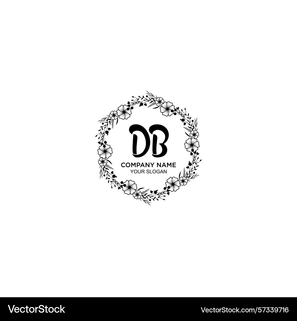 Classic floral monogram db with elegant frame Vector Image