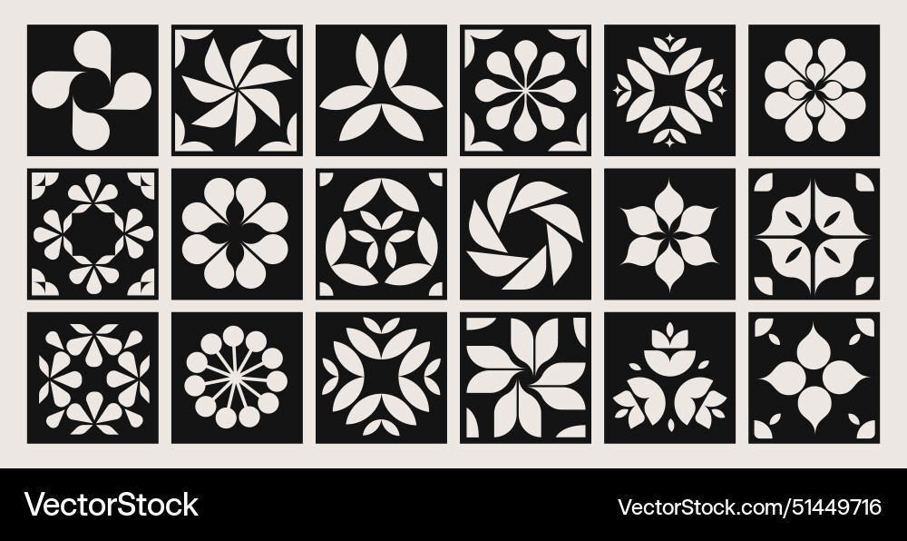Collection of geometric patterns tiles with Vector Image