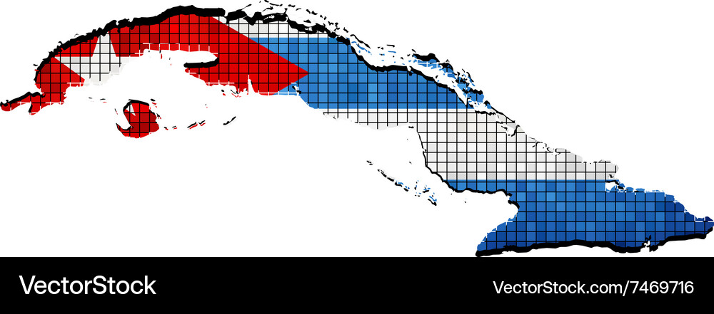 Cuba map with flag inside Vector Image