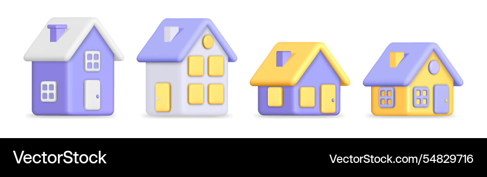 Homes side view 3d buildings houses Homes side view 3d buildings houses vector image