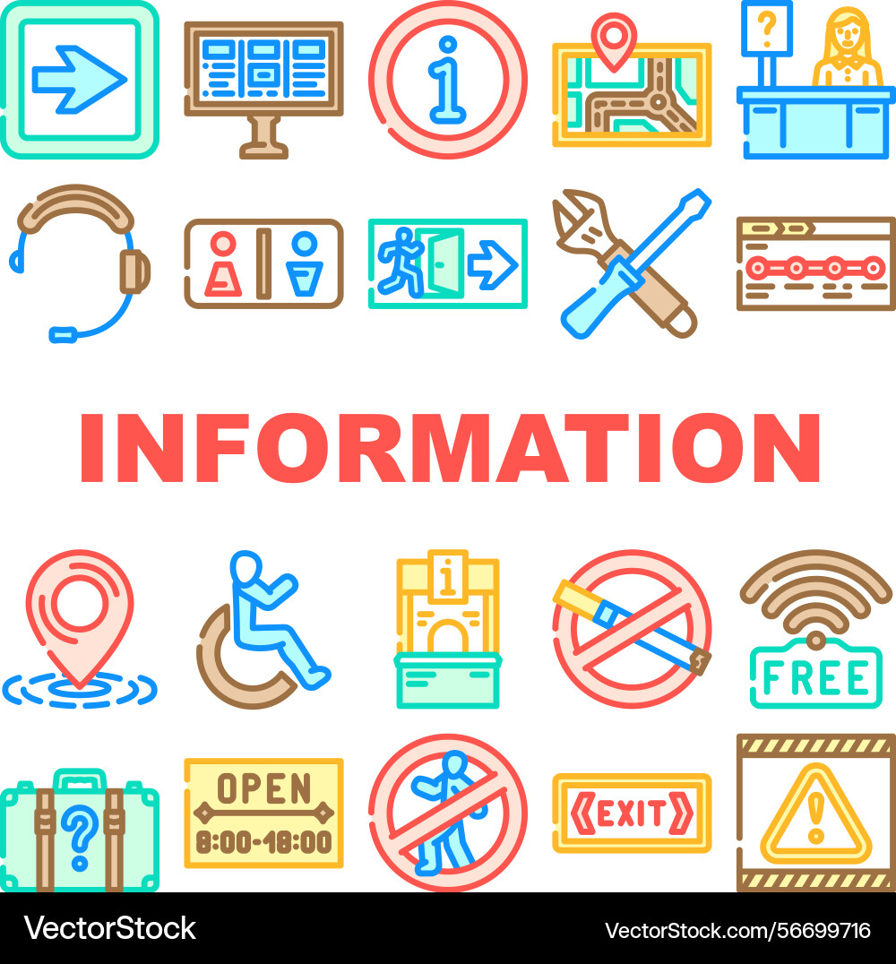 Information data knowledge icons set vector image
