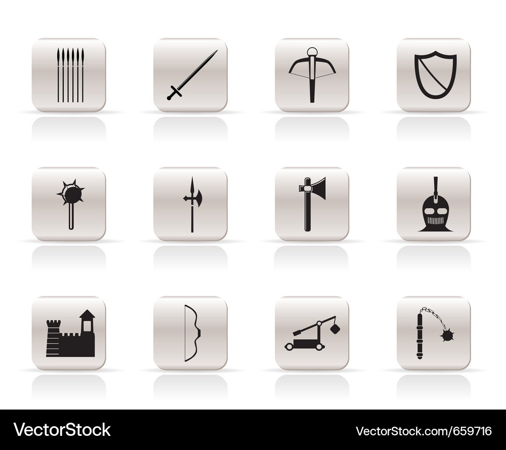 Medieval Arms & Objects Icons Vector Image