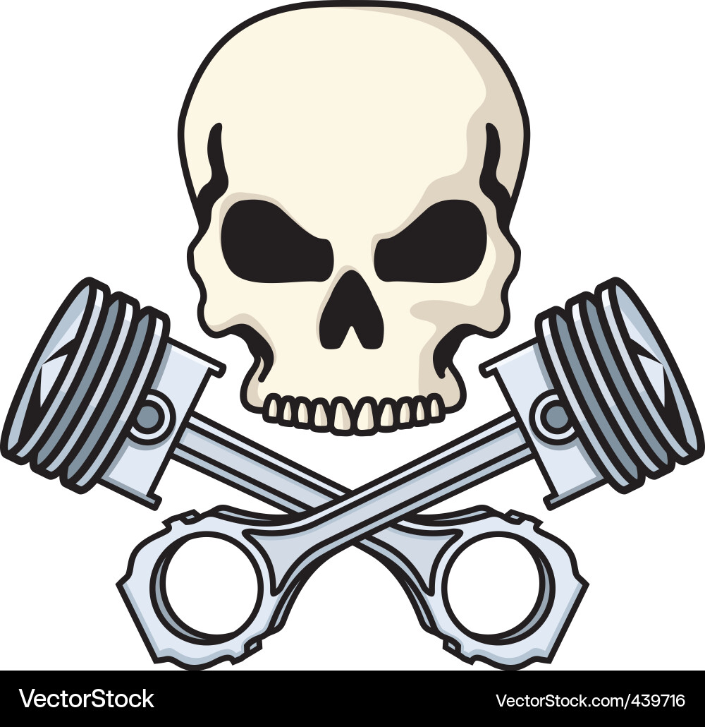 Skull Pistons Emblem vector image