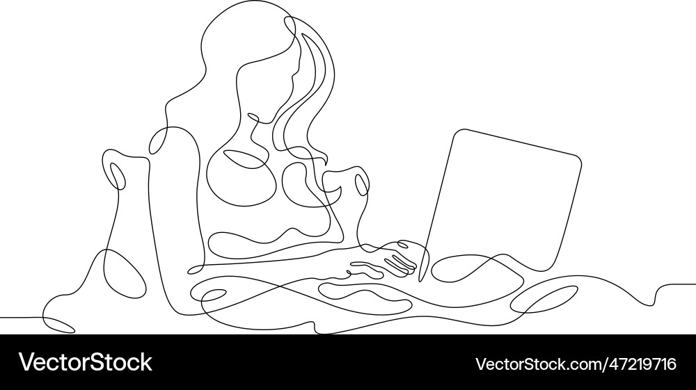 Woman in bed with a laptop girl computer vector image