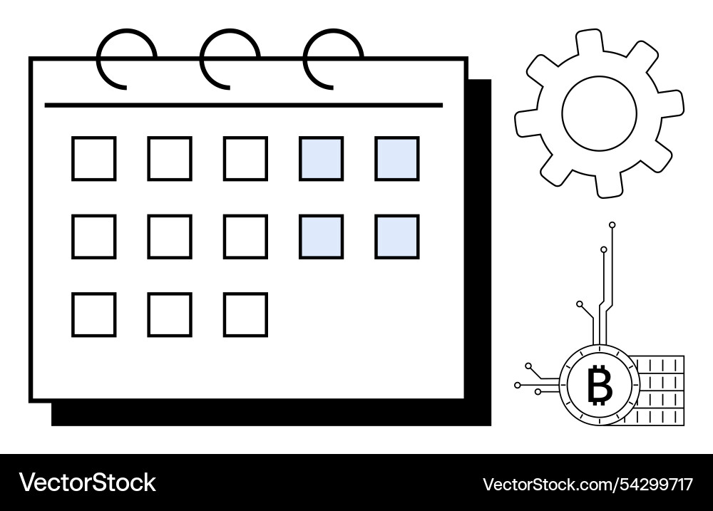 Digital scheduling and cryptocurrency concept Digital scheduling and cryptocurrency concept vector image
