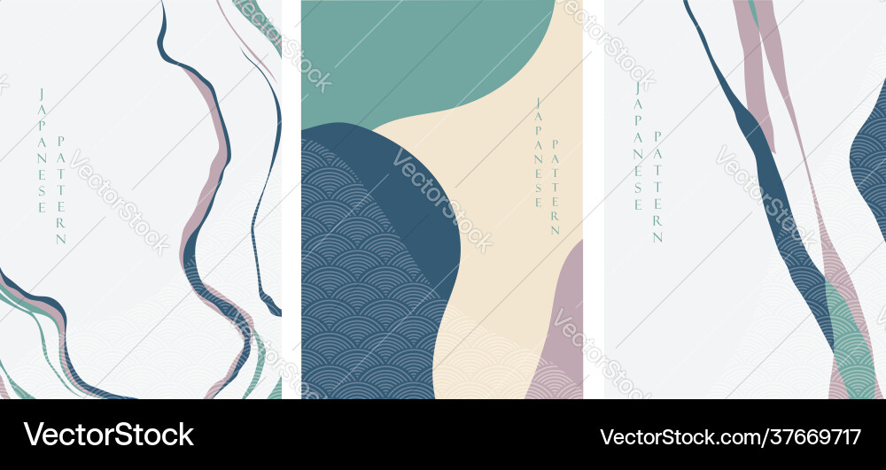 Japanese background with line wave pattern vector image