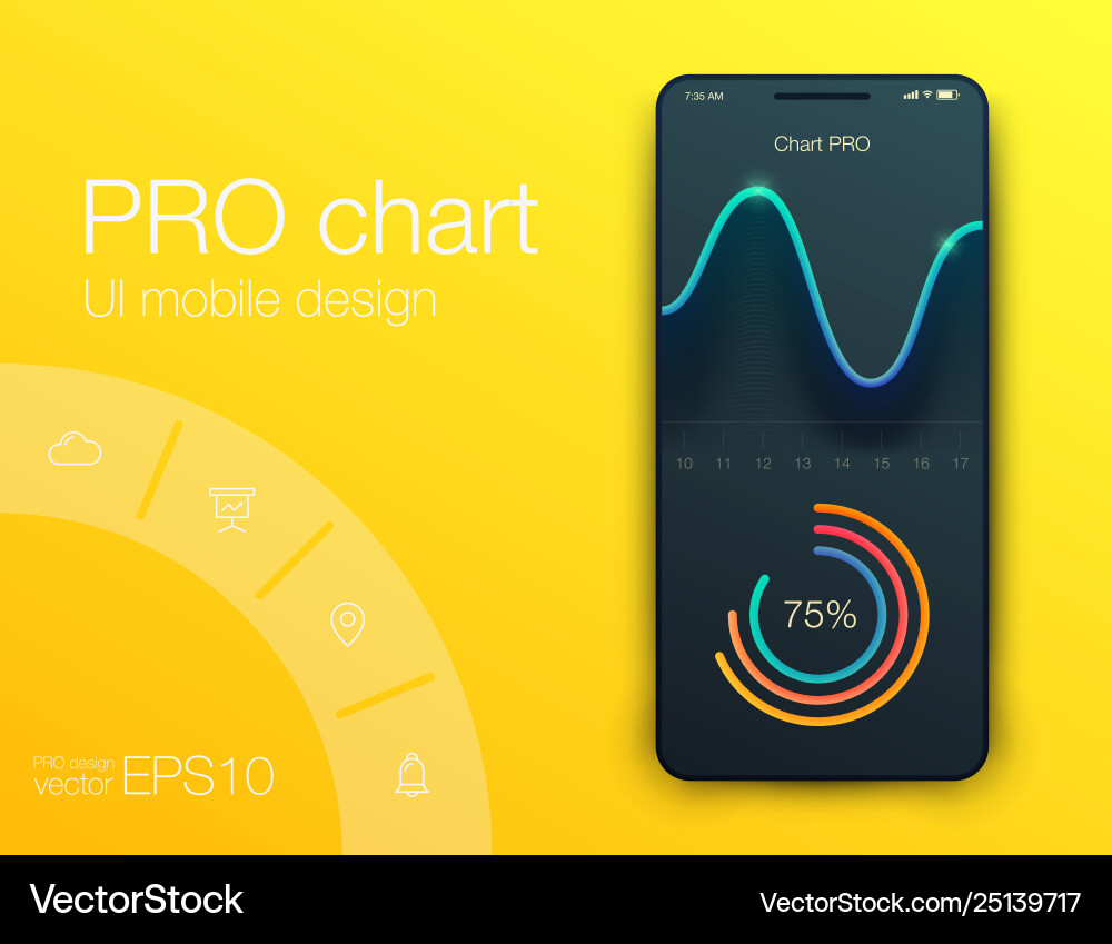Mobile phone application for analytics stock Mobile phone application for analytics stock vector image