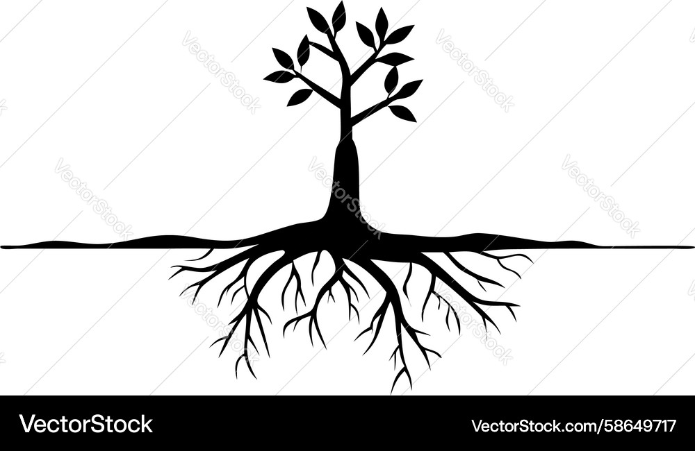 Stylized bare tree with root system icon design Vector Image