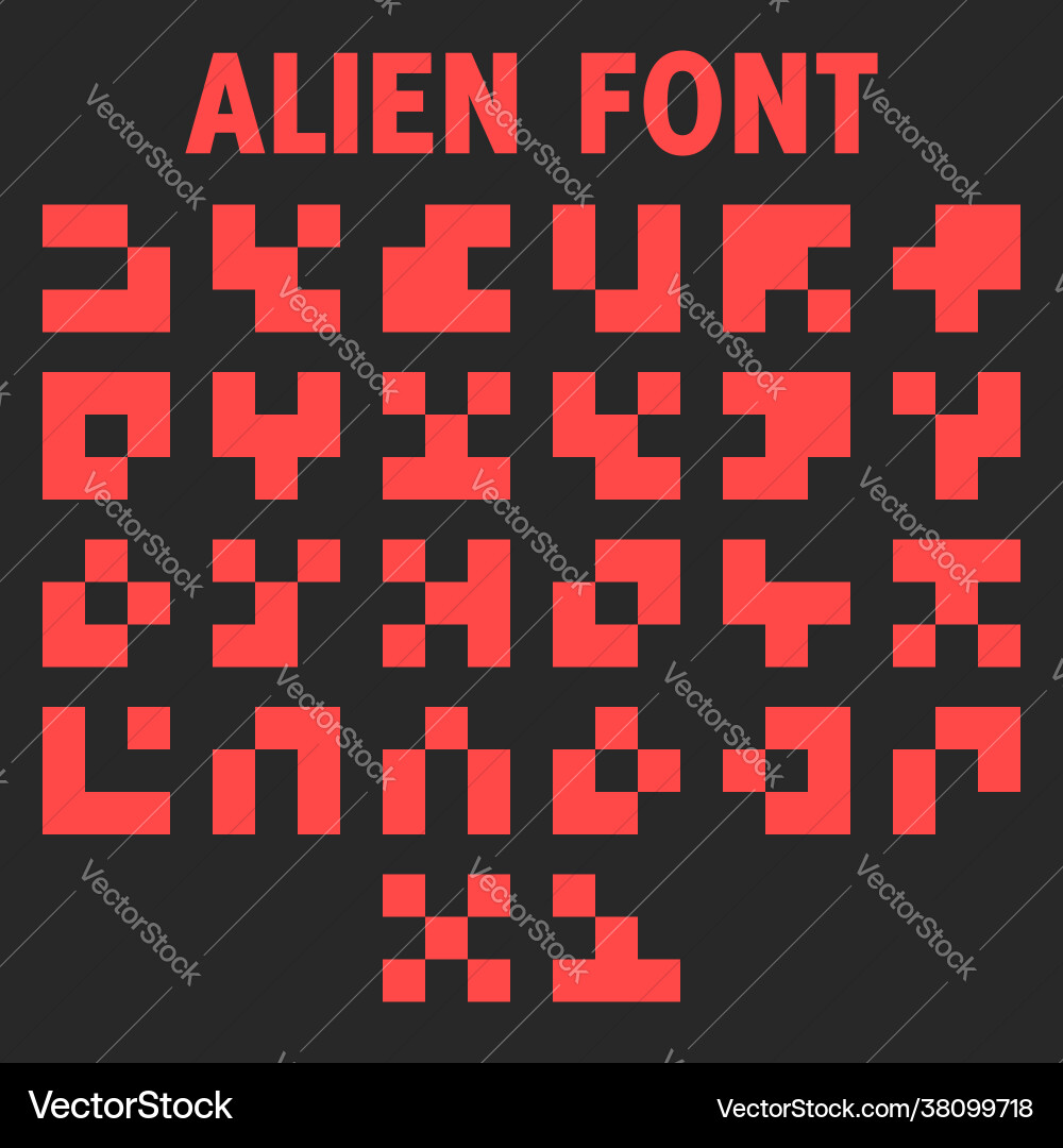 Alien font letters alphabet for display Alien font letters alphabet for display vector image