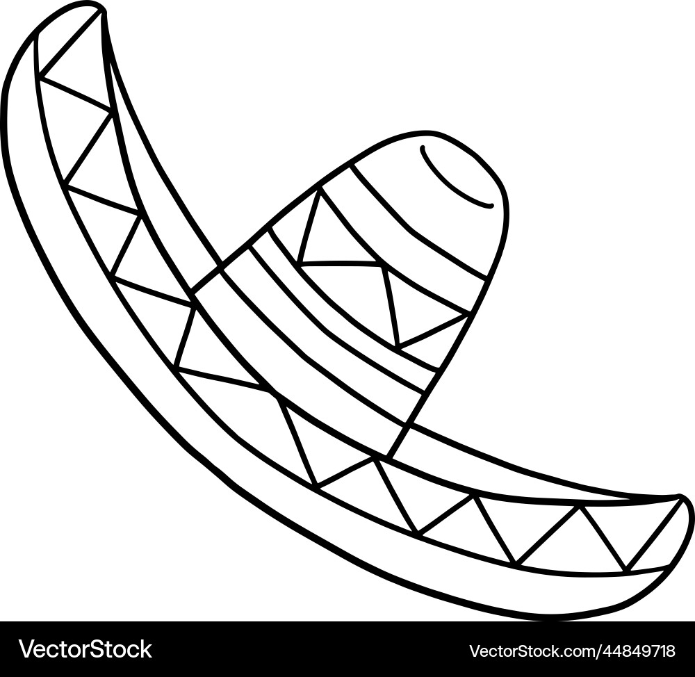 Cinco de mayo mexican hat isolated coloring page – Royalty-Free Vector |  VectorStock, image size:1000x974