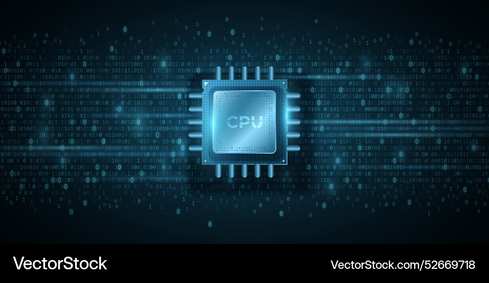 Digitaler Mikrochip cpu auf Hintergrund binär Digitaler Mikrochip cpu auf Hintergrund binär vektorbild