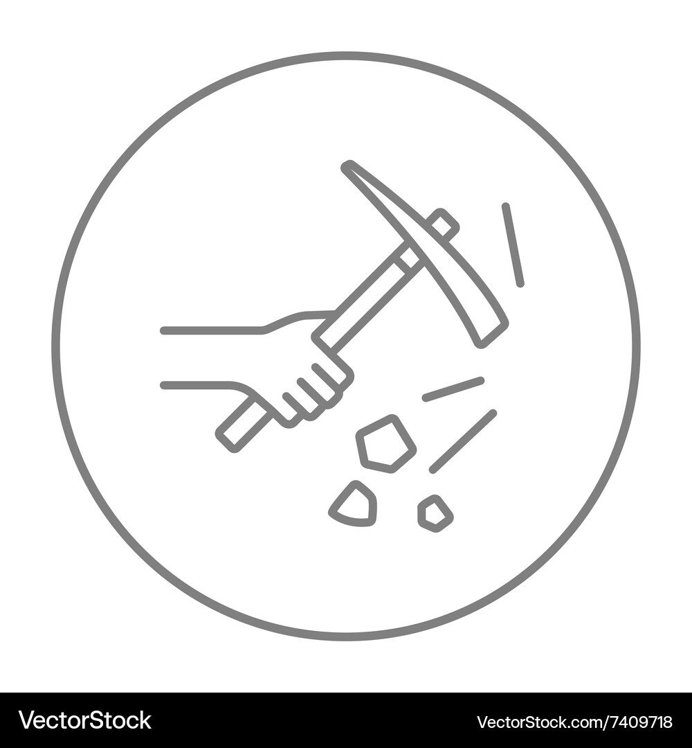 Hand using pickax line icon Vector Image