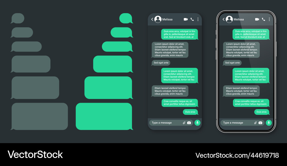 Realistic smartphone with messaging app sms text vector image