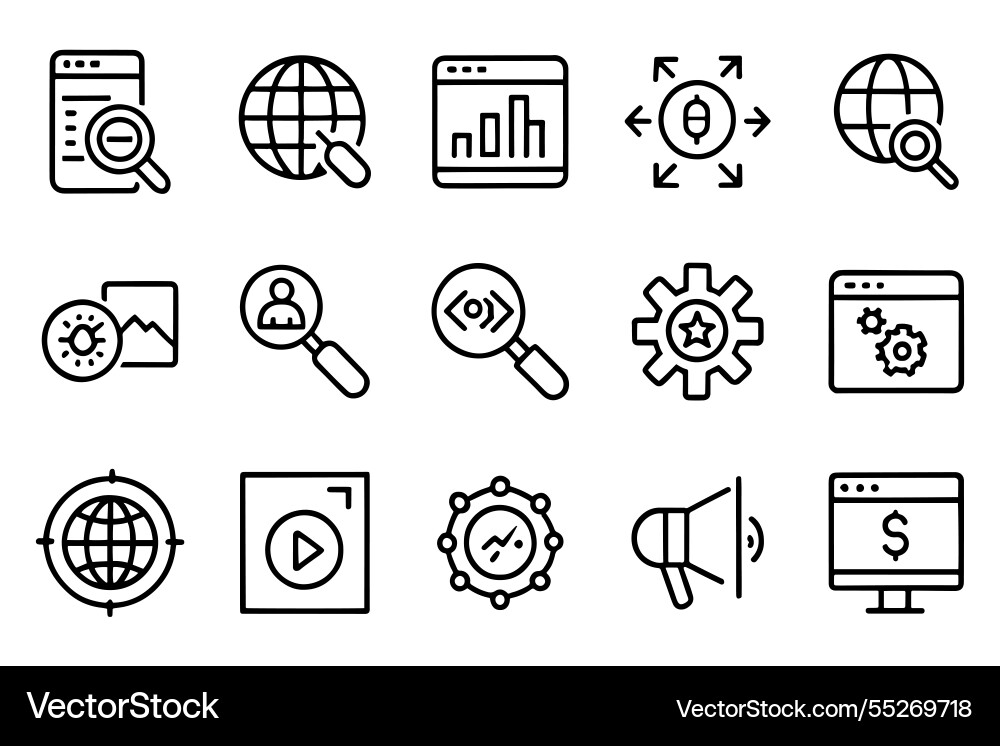 Seo search engine optimization related editable vector image