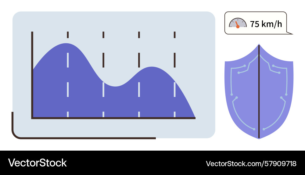 Speed monitoring graph with protective shield Speed monitoring graph with protective shield vector image